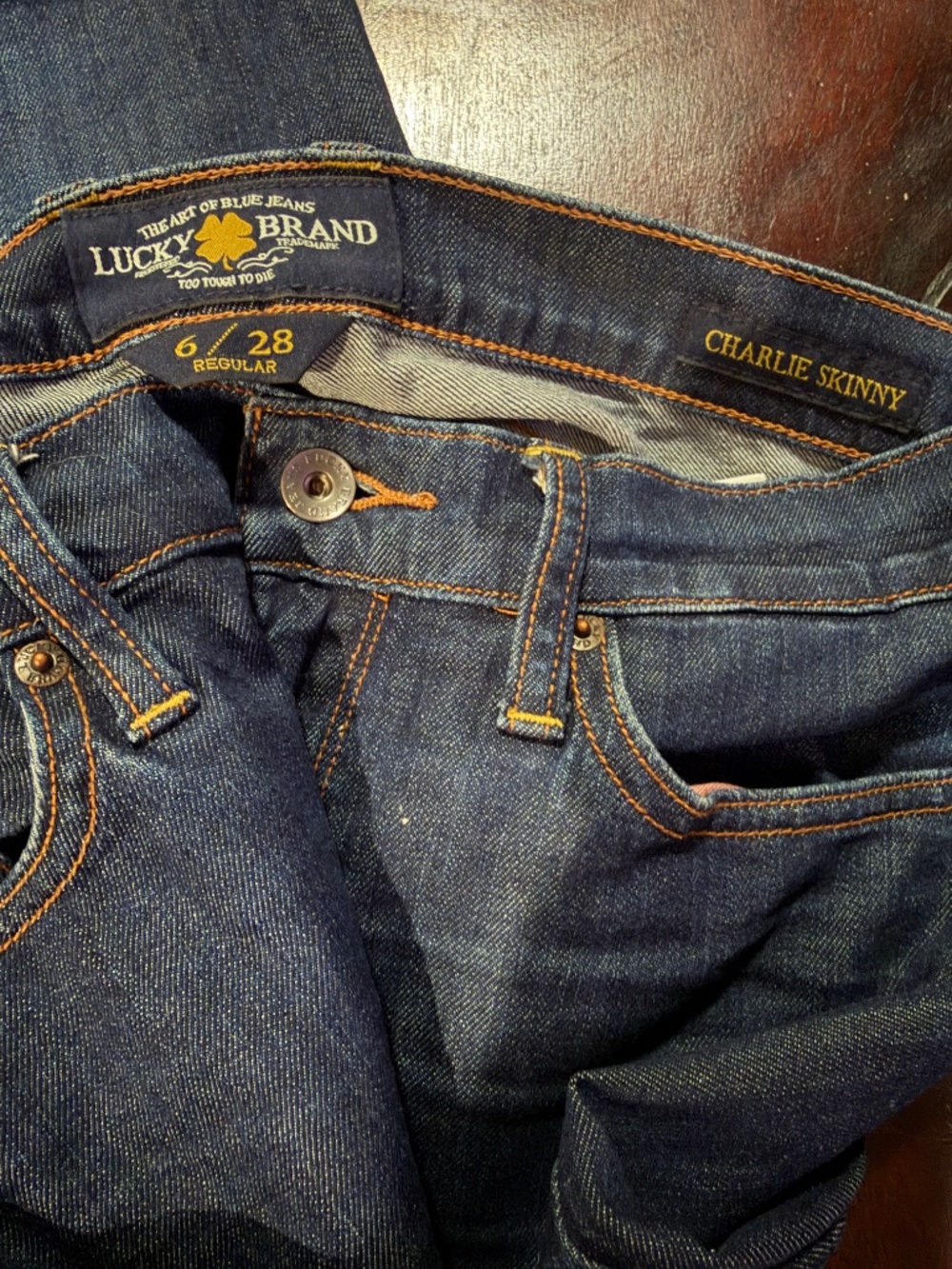 Lucky Brand Charlie Skinny Jeans Size 6 / 28 Regular Dark Wash Denim"